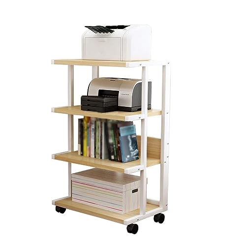 4-Tier AV Media Stand Gaming TV Cabinet and Stereo Rack Audio Tower with Height Adjustable Tempered Wood Stand (Color : White, Size : 50x40x108cm) - color: White