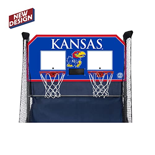Pop-A-Shot - Home Dual Shot with NCAA Graphics l Sensor Scoring l 16 Game Modes l 7 Balls l Foldable Storage l for All NCAA Fans - style: Kansas Jayhawks
