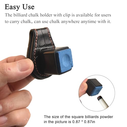 LAKE OF FIRE Pool Chalk Holder – Magnetic Leather Pocket Clip Design – Ideal Accessory for Snooker & Billiards - style: Square