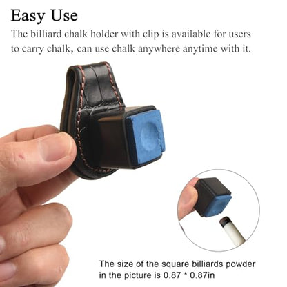 LAKE OF FIRE Pool Chalk Holder – Magnetic Leather Pocket Clip Design – Ideal Accessory for Snooker & Billiards - style: Square