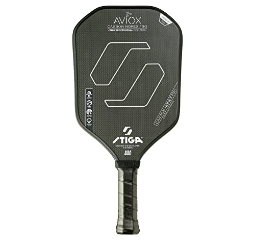 STIGA Aviox Pickleball Paddle | Midweight Paddle - USAPA Approved - Designed in Sweden - color: Silver, style: Aviox Carbon Nomex Pro