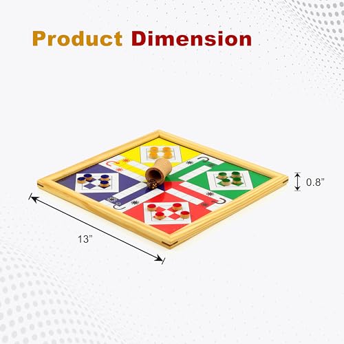 Pine Wood Wooden Handmade Handcrafted 2 in 1 Ludo Magnetic Snakes and Ladders Travel Board Game Full Adults & Family Fun Game
