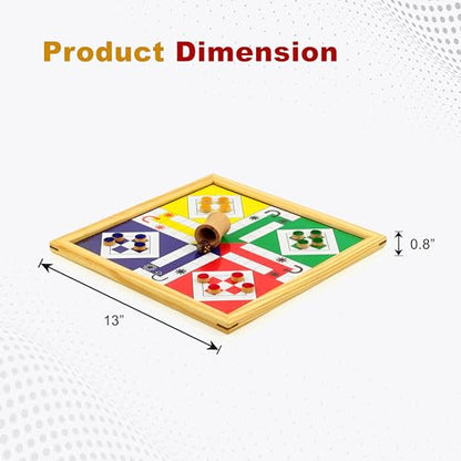Pine Wood Wooden Handmade Handcrafted 2 in 1 Ludo Magnetic Snakes and Ladders Travel Board Game Full Adults & Family Fun Game