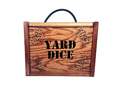 Yardzee Yard Dice Set with 8 player dry erase score sheet - 6 Giant Wood Lawn Dice - Great Backyard Game