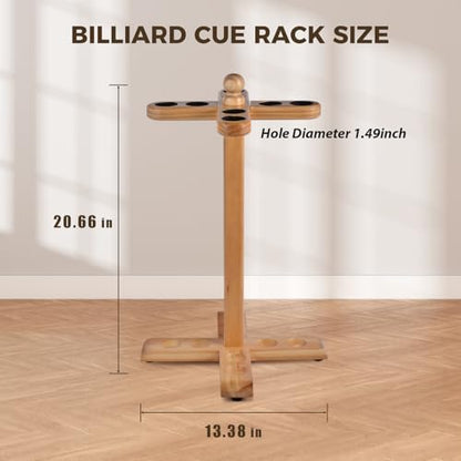 Pool Stick Holder Golf Club Rack Floor Stand Cue Holder, Wooden Independent Golf Storage Billiard Cues Rack, Hold 8 Cues or Golf Clubs, Easy Assembly for Billiards Room Club Billiard Cue Racks