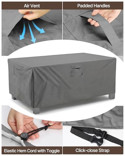 Vailge Rectangular/Oval Patio Table Cover, Heavy Duty Waterproof Outdoor Lawn Patio Furniture Covers, X-Large Grey - color: Grey, size: Rectangle-84"L x 44"W x 23"H