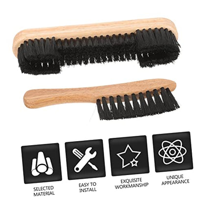 2pcs Wooden Pool Table Cleaning Brush Set Billiard Brush for Table Surface and Rail Dust Removal Essential Maintenance Tool for Snooker Rail