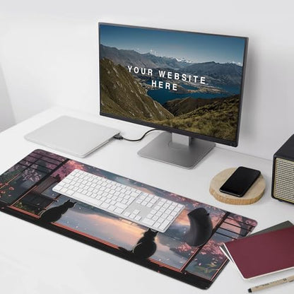 Large Extended Gaming Mouse Pad with Stitched Edges, (35.4X15.7In) Durable Non-Slip Natural Rubber Base, Waterproof Computer Keyboard Pad Mat for Esports Pros/Gamer/Desktop/Office/Home (D) - color: D