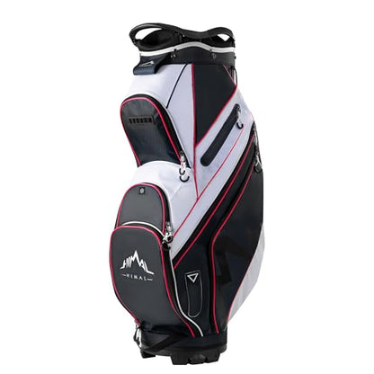 uniHimal 14-Way Golf Cart Bag with Organizer Divider & Rain Cover - color: Black-White