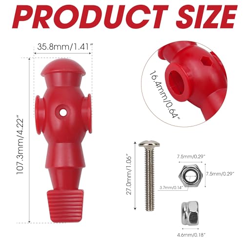Marsrut 2PCS Foosball Replacement Players Set, Foosball Men, Soccer Player Set, Plastic Replacement Parts for Football Table, 2 Hexagon Nuts Included - color: Red