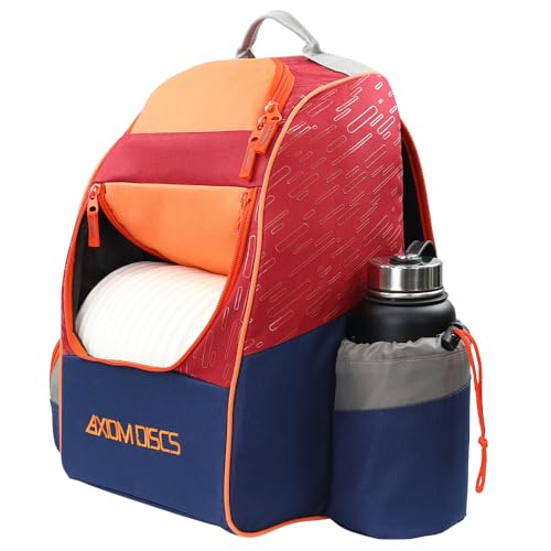 Axiom Discs Shuttle Disc Golf Backpack Bag (Choose Your Style and Color) - color: Orange/Ruby, style: With Velcro Side Panel