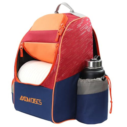 Axiom Discs Shuttle Disc Golf Backpack Bag (Choose Your Style and Color) - color: Orange/Ruby, style: With Velcro Side Panel