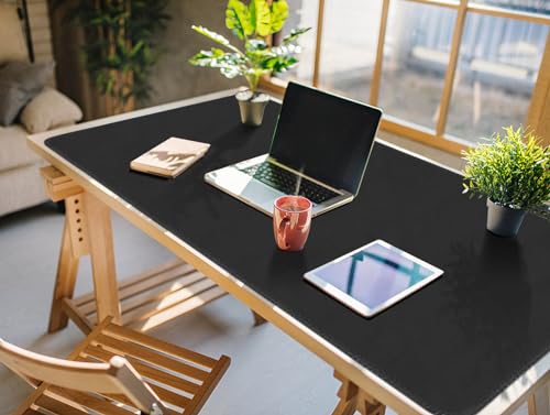 Large Tabletop Game Playmat,Poker Mat，Water and Stain Resistant Non-Slip Desk Mat,Mahjong Mat,Card and Roleplaying Games MAT Thick Stitched Edge Cushioned Rubber Mat(180 * 90cm*2mm) Black - color: Black, size: 180 x 90 x 0.2 cm