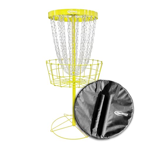 Disc Store Grow The Sport Elite Disc Golf Basket - PDGA Championship Level Approved - Portable Disc Golf Target for Professional Competition and Practice - 27 Heavy Duty Chains - color: Yellow w/ Bag