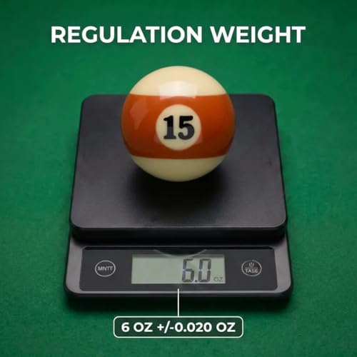 KONLLEN Single Replacement Pool Ball – 2-1/4" Regulation Size & Weight Billiard Ball Made of Phenolic Resin (Choose 1–15 or Cue Ball) - color: #15