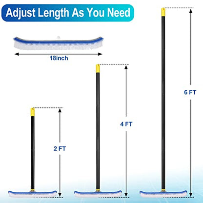 Swimming Pool Brush, 6 FT Stainless Steel Heavy Duty Clean Swimming Pool Brush with Pole, Use for Swimming Pool Wall Tile Floor and Step - size: 6FT