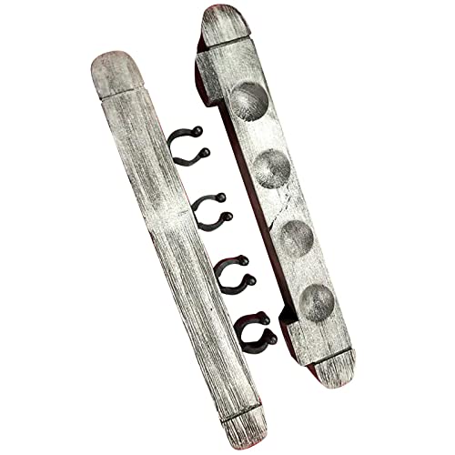 2Pcs 4 Pool Cue Rack Storage Table Rods Clip Bracket Wall Mounted Solid Wood Cue Rack Holder for Billiard Clubs Game Room Pool Bars Players - color: Grey