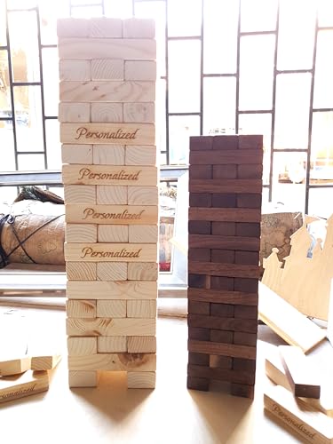 Personalized Giant Tumbling Timbers/Stacking Blocks Game with Wooden Box/Size 4.7inch (12cm)