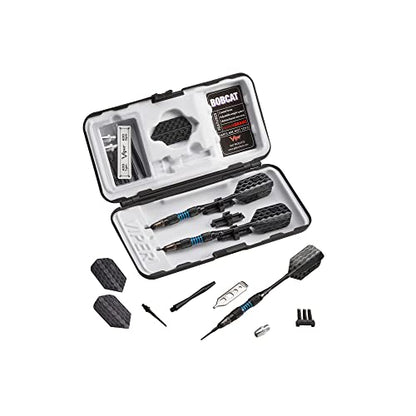 Viper by GLD Products Bobcat Adjustable Weight Soft Tip Darts with Storage/Travel Case - size: 16 Grams (Adjustable to 18 and 19 Grams), style: Black Coated Brass with Blue Rings