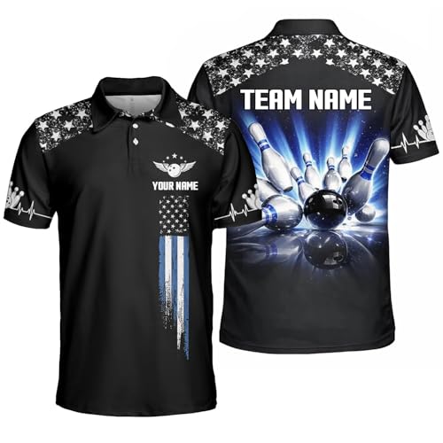 GABITA Personalized Bowling Jerseys for Men, Custom Bowling Shirts, Funny Bowling Shirts Gift for Bowler Team Player - color: A32