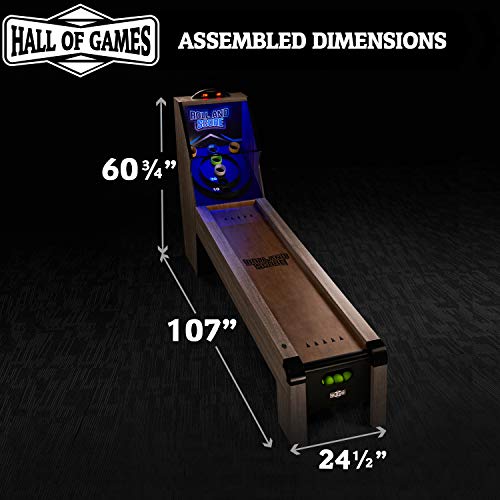 Hall of Games Roll & Score Multiple Styles Arcade Game Collection, Durable & Stylish Designs with Game Balls, Perfect for Family Game Rooms - style: Updated Version - 108"(Brown & Blue)