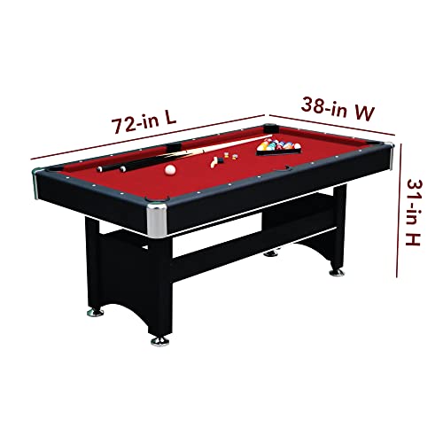 Hathaway Spartan 6 Ft Pool Table, with Ping Pong Multi Game Combo Tables for Family Recreation Game Rooms - Includes Billiard Balls, Cues, Paddles, Brush & More