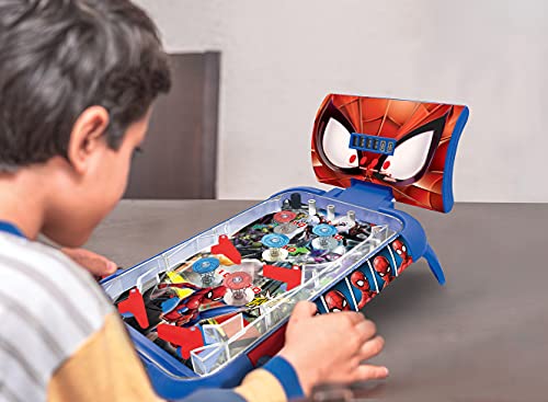 LEXIBOOK, Spider-Man, Electronic Table Pinball, Action and Reflex Game for Children and familiy, LCD Screen, Light and Sound Effects, Blue/red, JG610SP - style: Spider-Man