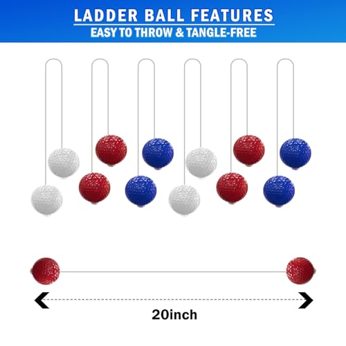 2PCS Ladder Toss Ball Game Set with Score Tracker, Adjustable Height (42.5''-53.5'') Portable Foldable Metal Frame & Stable Tripod Base with Carry Bag for Outdoor Backyard, Camping, Yard, Beach, Lawn