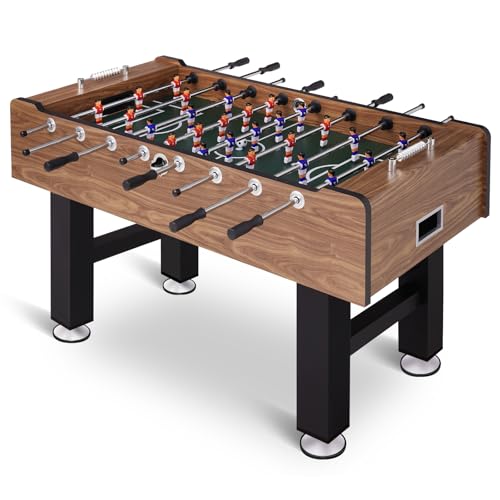 58 Inch Large Size Foosball Table Adult Size, Full Size Soccer Game Table w/2 Balls, Leg Levelers & Heavy-Duty Legs, Durable Arcade Football Table for Game Room, Home, Office, Party (Brown)