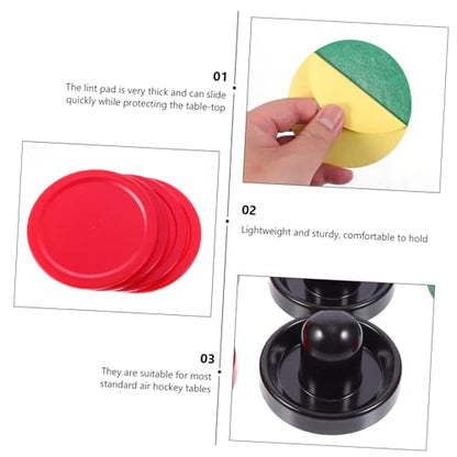 Totority Air Hockey Pushers and Plastic Pucks Replacement Accessories for Game Tables Lightweight High Impact Resistant Plastic Hockey Parts in Blue Black Red and Light Green Includes Pucks
