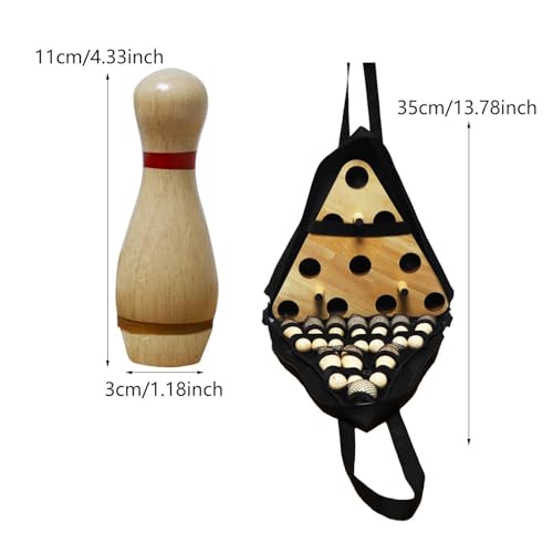 Simhoa Shuffleboard Bowling Pin Set Wooden Bowling Set Equipment with Storage Bag Desktop Bowling Toy for Birthday Gifts Sports