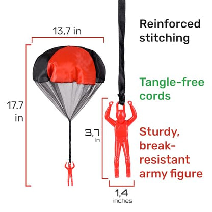 NUTTY TOYS Parachute Toys for Kids - Tangle Free Outdoor Flying Parachute Men, Top Indoor & Outside, 3 4 5 6 7 8 9 10 11 12 Year Old, Best Christmas Stocking Stuffers Idea 2026 Unique Boy & Girl Gifts - style: Red Yellow Green
