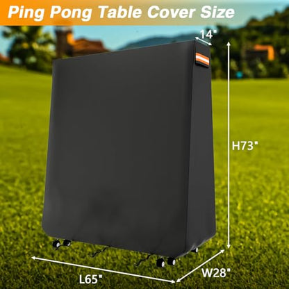 EVRBUL Ping Pong Table Cover Outdoor Waterproof Folding Table Tennis Cover Heavy Duty 420D Sunproof Windproof for Universal 9 x 5 FT Foldable Tables with Storage Bag