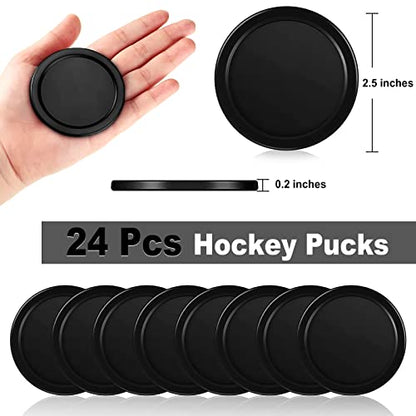 Coopay 24 Pieces Home Air Hockey Pucks 2.5 Inch Heavy Replacement Pucks for Game Tables Equipment Accessories, 12 Grams - color: Black