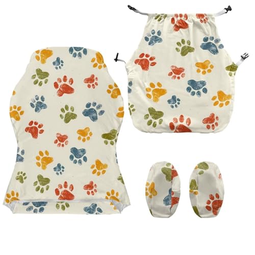 Suobstales Colorful Dog Paw Pattern Gaming Chair Covers Slipcovers, Stretch Removable Washable Computer Reclining Gaming Chair Protector Slipcovers with Armrest Cover (No Chairs) - color: Colorful Dog Paw