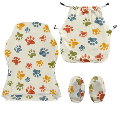 Suobstales Colorful Dog Paw Pattern Gaming Chair Covers Slipcovers, Stretch Removable Washable Computer Reclining Gaming Chair Protector Slipcovers with Armrest Cover (No Chairs) - color: Colorful Dog Paw