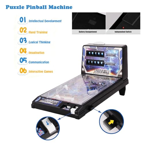 Classic Retro Pinball Machine Game, Mini Electronic Arcade Toy with Scorekeeper, Fun Tabletop Puzzle Pinball Game for All Ages, Christmas Party Gift
