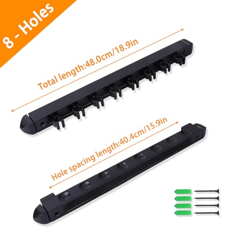 SUPERDIAMOND Pool Cue Rack Wall Mount, 8 Cues Solid Wood Pool Stick Holder, 2-Piece Minimalist Cue Stick Holder & Billiard Cue Racks for Game Room, (Black / 8 Cues) - size: 8 Cues, style: SU-LM-Pool Cue Rack-8cues