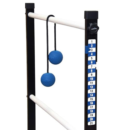 Vivere Ladder Golf Extreme Metal Tournament Edition Ladder Ball Tossing Game with 2 Metal Ladders and 2 Sets of Soft Bolas - Official Equipment
