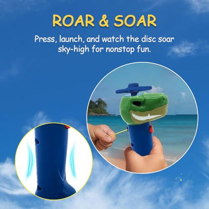 Spinz Night Shark Flying Disc Launcher, Light Up Propeller Outdoor Toy with Dinosaur Head and 2 Spinning Discs, Flies Over 30 Ft, 5+ Years - size: Shark