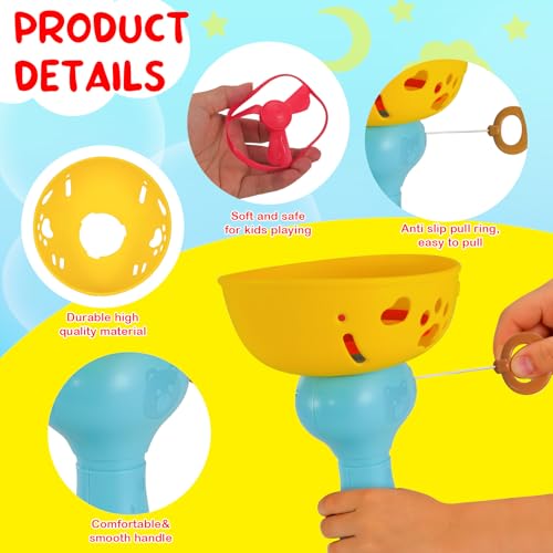 Outdoor Flying Disc Launcher Toys Set Pull-String Launchers Flying Toys Summer Fun Outdoor Activities