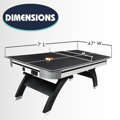Freetime Fun Air Hockey Table 7 ft Game Table for Adults Light Up - Full Size Arcade Air Powered Indoor LED Hockey Table for Game Room (AIr Hockey & Table Tennis Table)