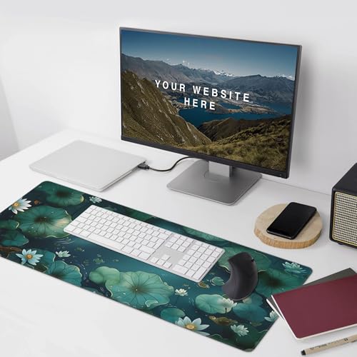 Large Extended Gaming Mouse Pad with Stitched Edges, (35.4X15.7In) Durable Non-Slip Natural Rubber Base, Waterproof Computer Keyboard Pad Mat for Esports Pros/Gamer/Desktop/Office/Home (B) - color: B