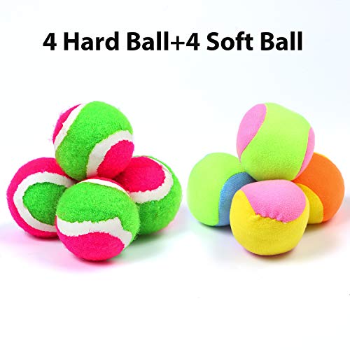 Cooraby Toss and Catch Paddle Game Disc 4 Set Paddle Toss and Catch Ball Sport Game Suitable for Sports, Beach and Party Favor with Storage Bag, 8 Paddles and 8 Balls - size: 15.5cm