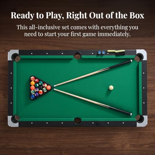 Foldable Pool Table, Compact Billiards Tables, Indoor Games Table for Family & teenagers, Billiard Gaming Board with Full Accessories, Small Space Game Top for Dining Room & Home Entertainment - size: 56-inch