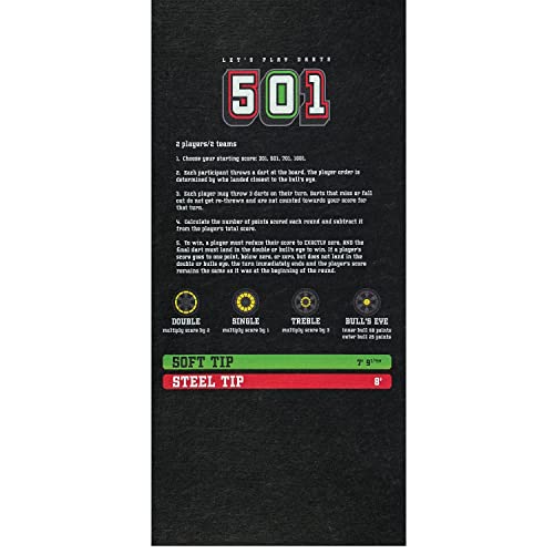 PIG Home Solutions Self-Sticking Dart Mat – Dart Game - Black – 3’ x 10’ - style: Dart Game (501)