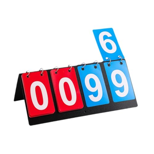 kowaku Sports Scoreboard 4 Digits Scorekeeper Tabletop Score Flipper Flip Number Score Board for Football Tennis Baseball Volleyball