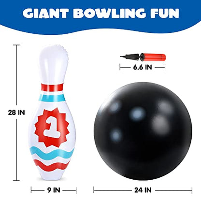 JOYIN Giant Inflatable Bowling Set for Kids and Adults, Christmas Birthday Party Games, Kids Education Motor Skills Toys - style: Educational Bowling