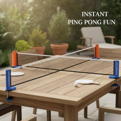 Retractable Table Tennis Net and Post Set, Clamp-On Ping Pong Net for Flat Surfaces, Portable ABS Plastic Game Accessory - color: Brown