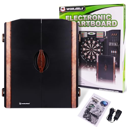 Electronic Dart Board with Cabinet LED Electric Digital Dart Boards for Adults with 12 Soft Tip Darts